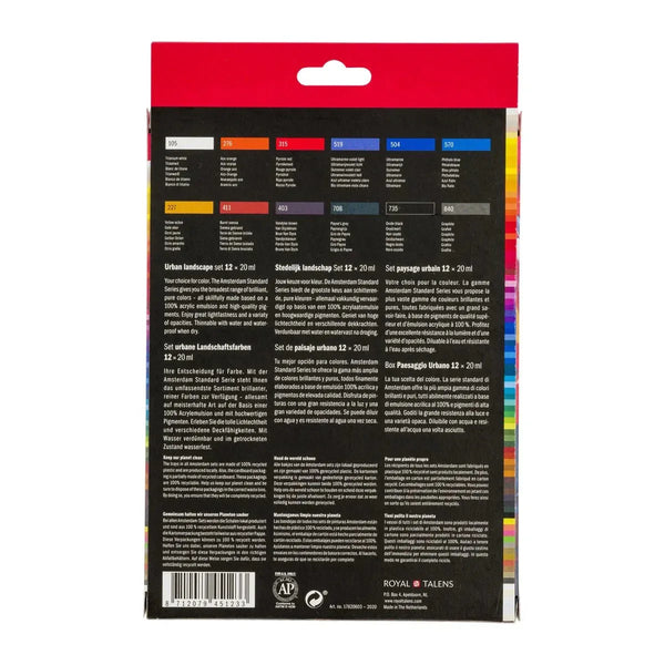 Amsterdam Standard Series acrylic paint urban landscape set | 12 x 20 ml - PinoArt