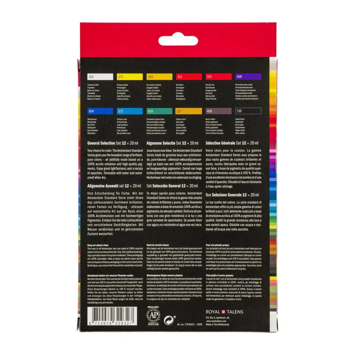 Amsterdam Standard Series acrylic paint general selection set | 12 x 20 ml - PinoArt