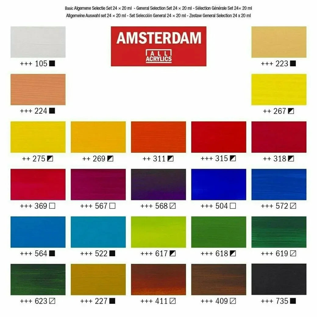 Amsterdam Standard Series acrylic paint general selection set | 24 x 20 ml - PinoArt
