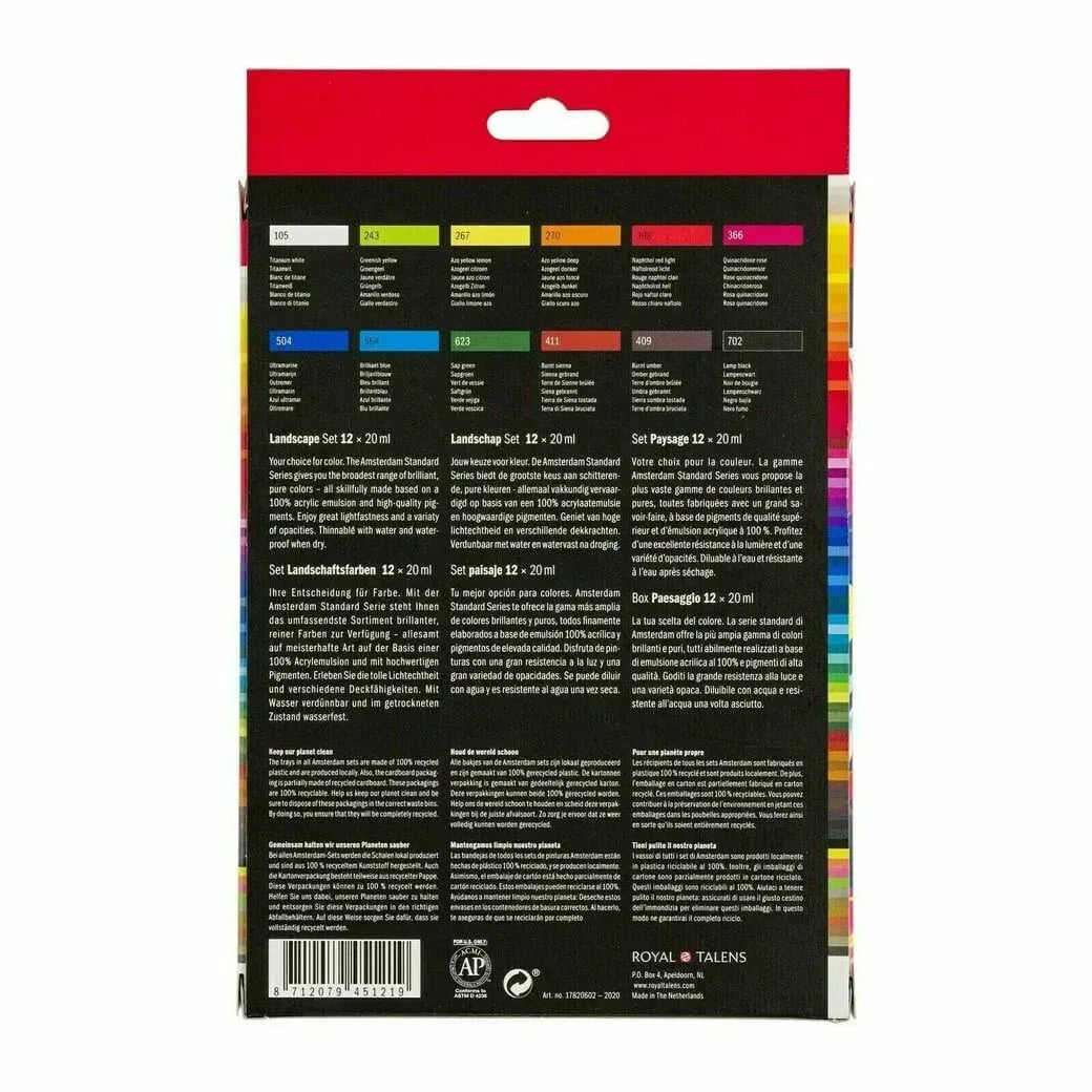 Amsterdam Standard Series acrylic paint landscape set | 12 x 20 ml - PinoArt