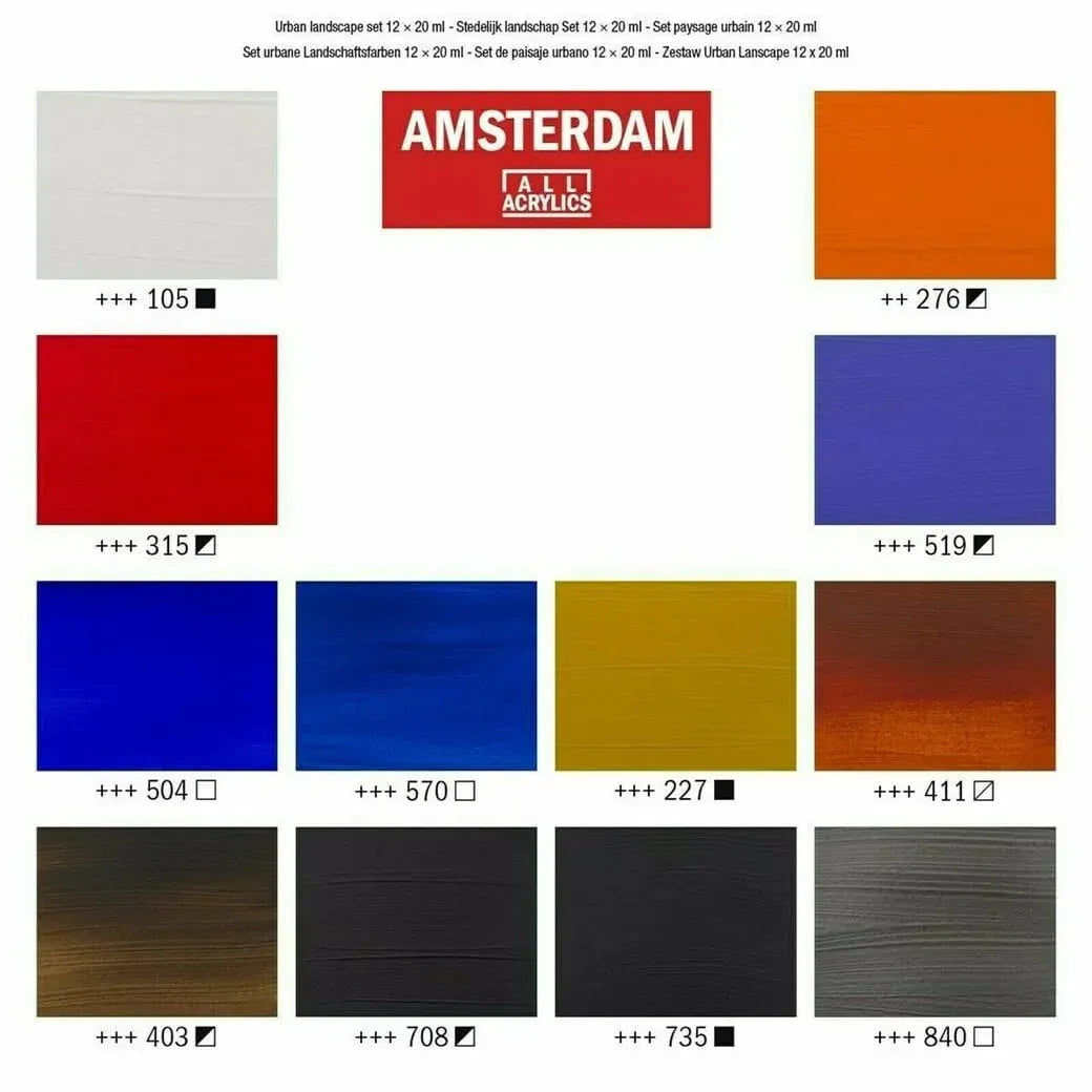 Amsterdam Standard Series acrylic paint urban landscape set | 12 x 20 ml - PinoArt