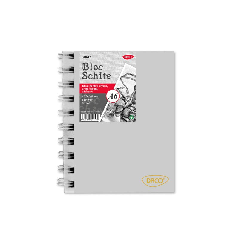 bloc schite A6 daco 120G 80 file creion carbune creta