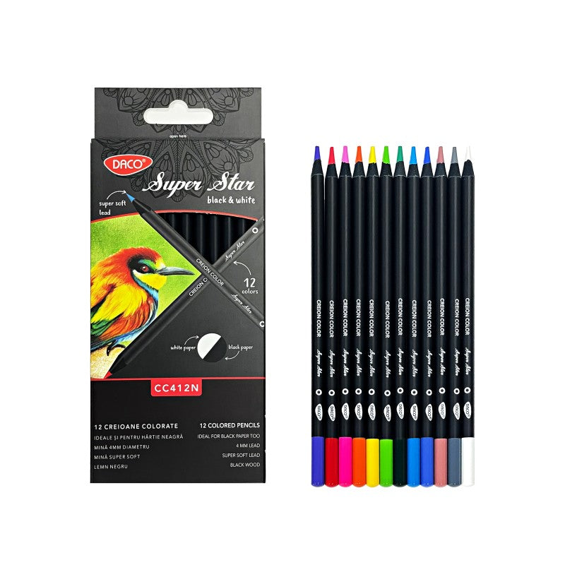 set 12 creioane colorate daco pentru scoala arte plastice
