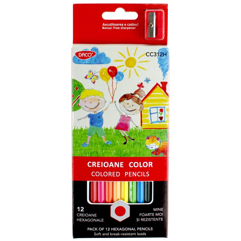 set 12 creioane colorate daco pentru scoala arte plastice