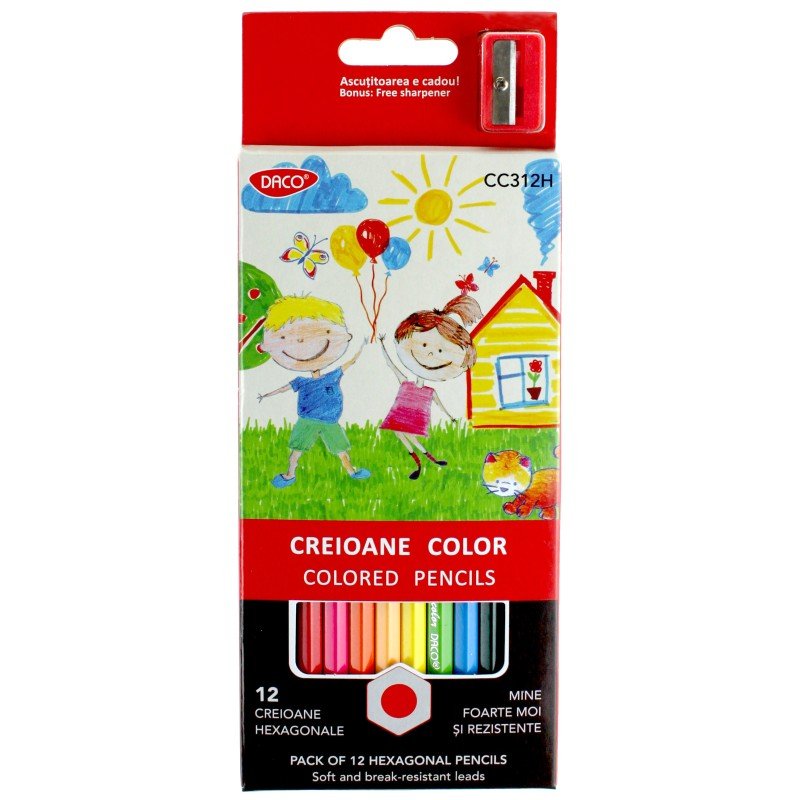 Creion Color 12 Culori Daco Hexagonal - PinoArt