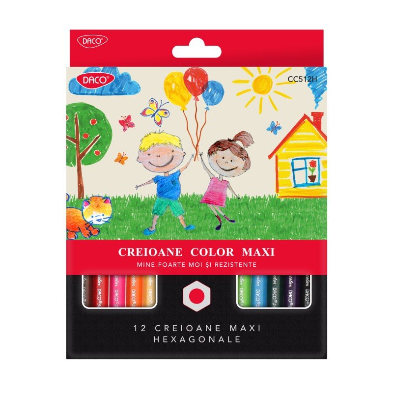 Creion Color 12 Culori MAXI Daco Hexagonal - PinoArt