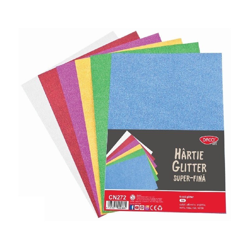 Hartie Glitter Super - fina Set 6 Daco - PinoArt