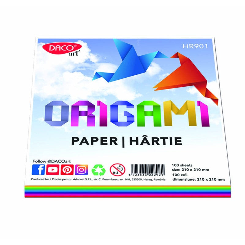 hartie origami patrata daco 100 coli 21x21cm