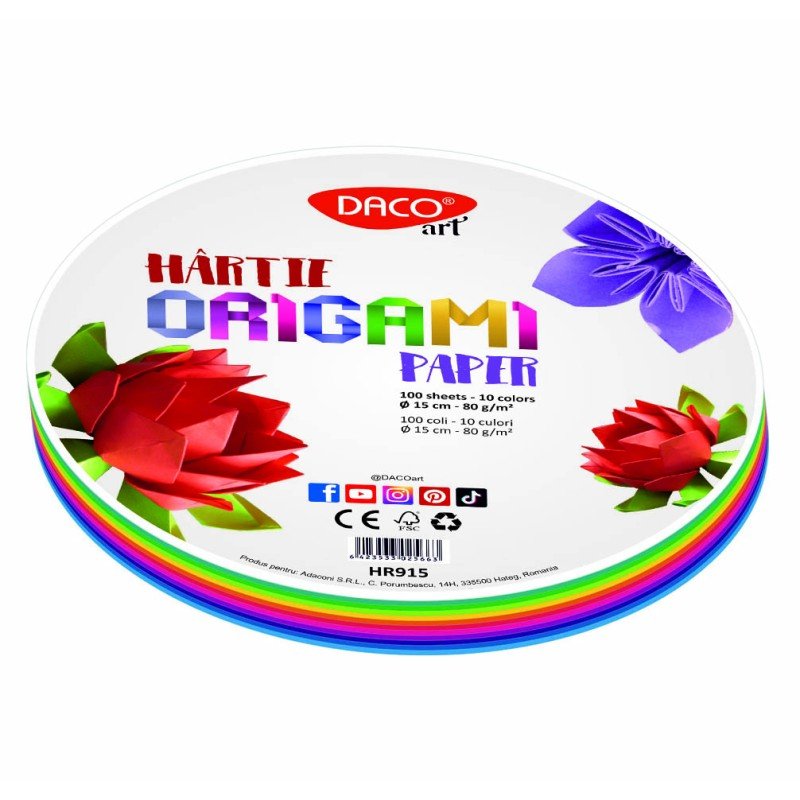 Hartie Origami Rotunda 15CM 100/SET Daco - PinoArt
