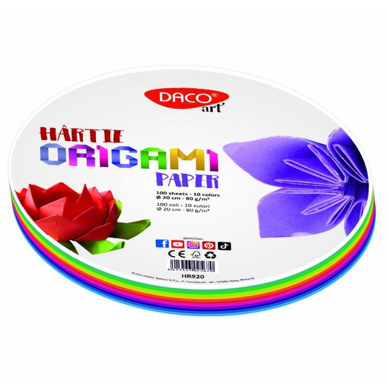 Hartie Origami Rotunda 20CM 100/SET Daco - PinoArt
