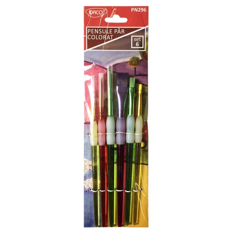Pensule Set 6 Par Sintetic Colorat Daco - PinoArt