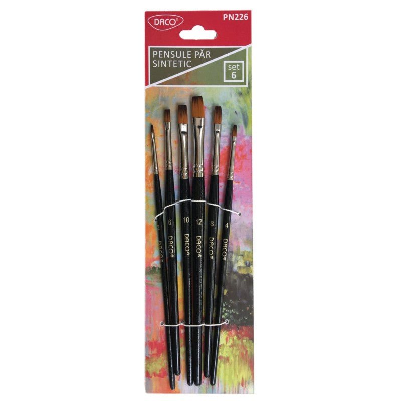 Pensule Set 6 Par Sintetic Drept Daco - PinoArt