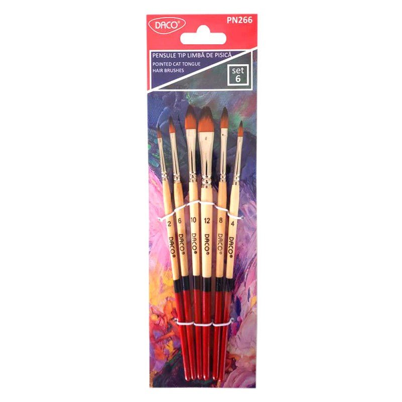 Pensule Set 6 Par Sintetic Limba Pisica Daco - PinoArt