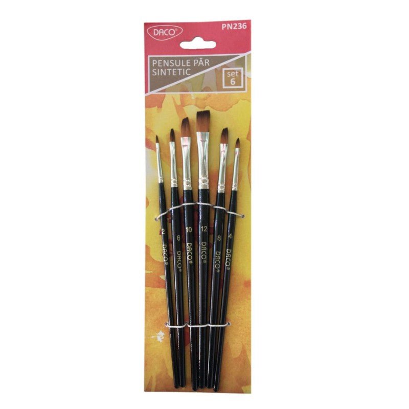Pensule Set 6 Par Sintetic Oblic Daco - PinoArt