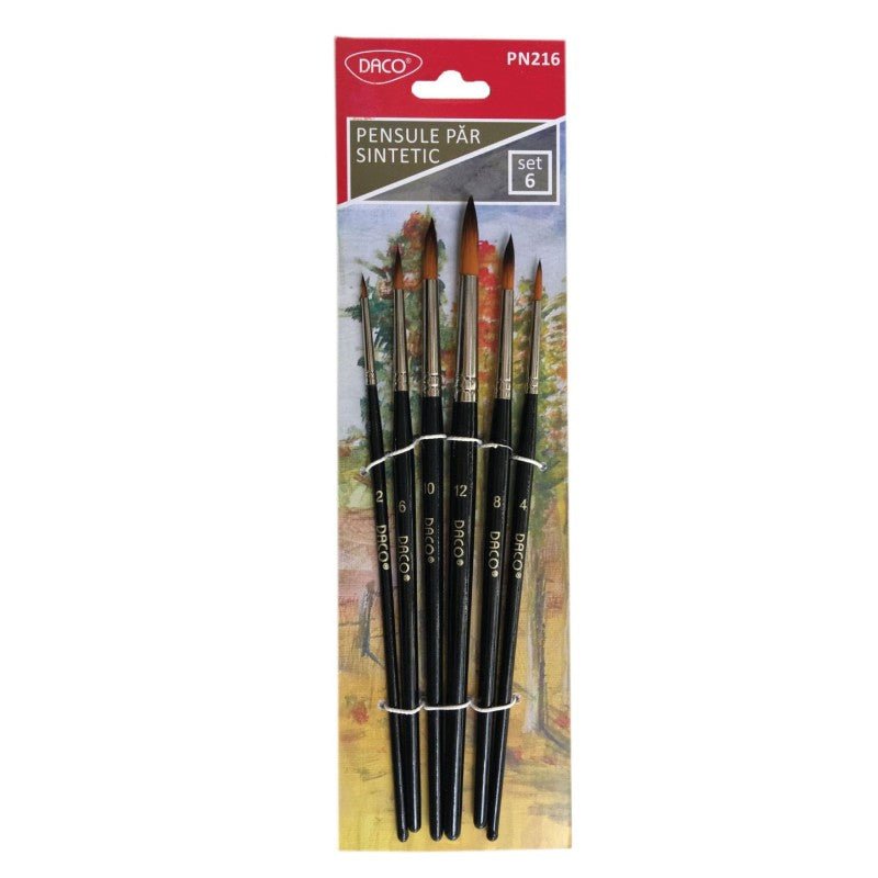 Pensule Set 6 Par Sintetic Rotund Daco - PinoArt