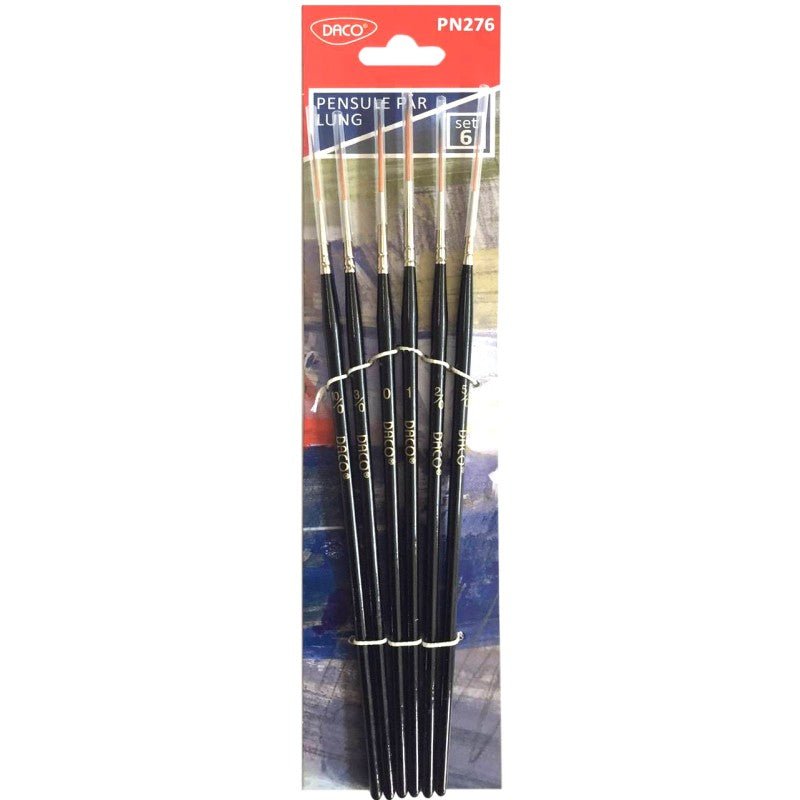 Pensule Set 6 Par Sintetic Varf Lung Daco - PinoArt