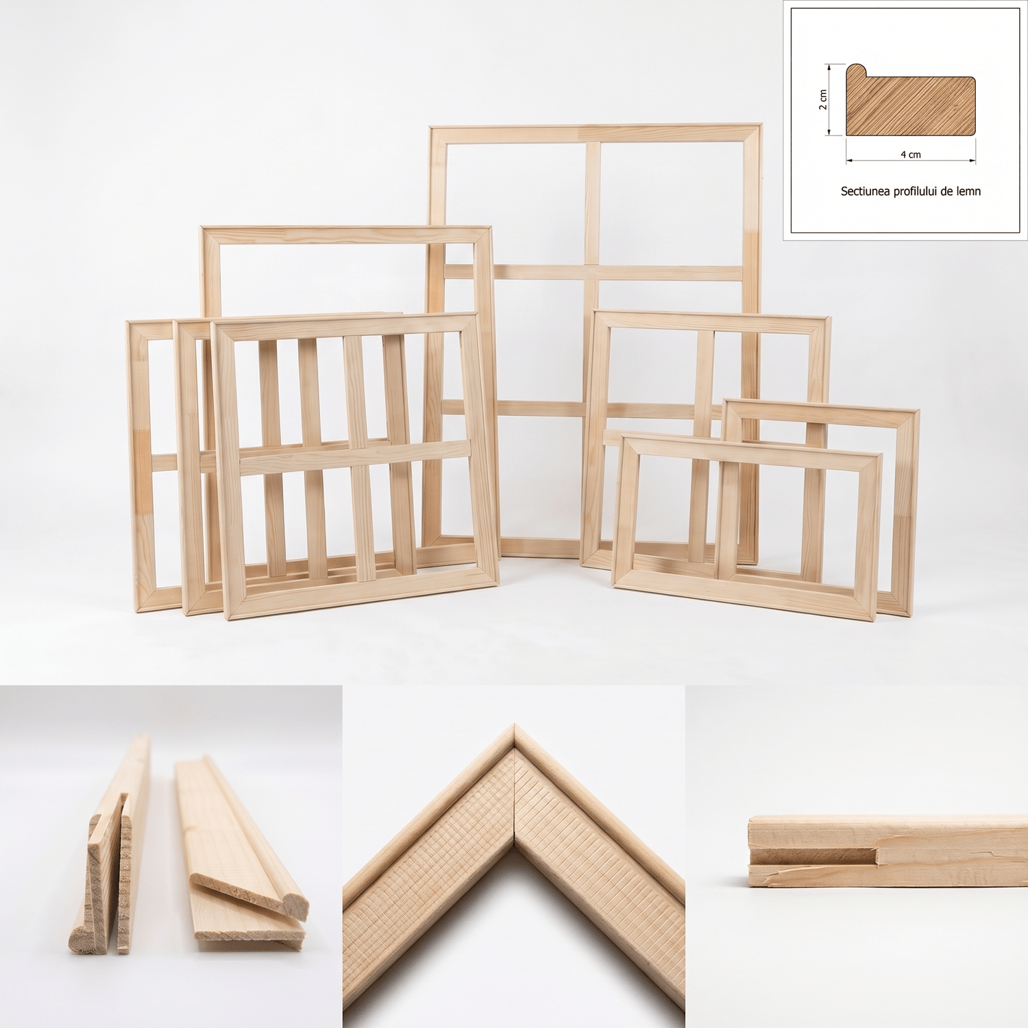 Sasiu lemn brad fara panza Profil 2x4cm - PinoArt