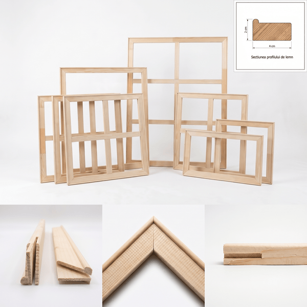 Sasiu lemn brad fara panza Profil 2x4cm - PinoArt