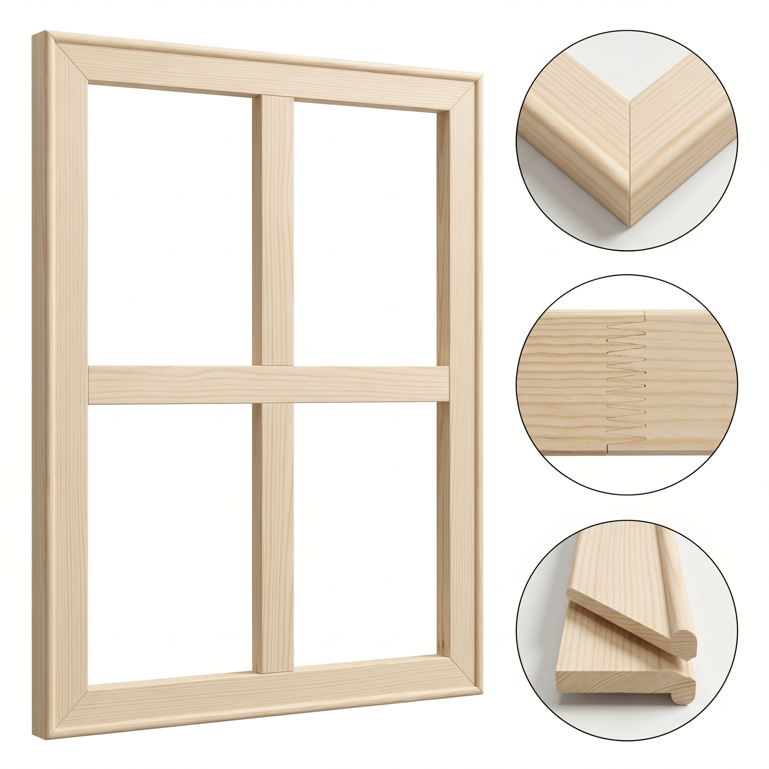 Sasiu lemn molid fara panza Profil 39x39mm - PinoArt