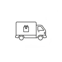 Simple line-art delivery truck icon with a small box symbol, clean minimal outline, modern eCommerce style, white background. high resolution